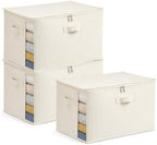 3Pack Canvas Storage Bags for Clothes & Comforters with Clear Window, Beige by Unknown