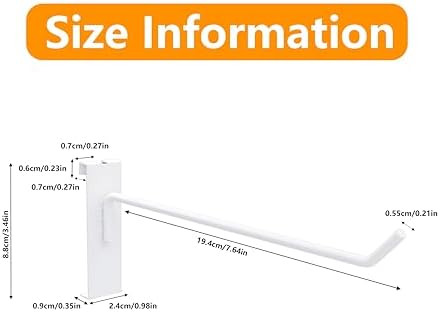 50 Pack 8'' Gridwall Hooks White Metal Hanging Hangers - Image 7