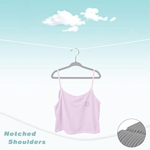 BAGAIL 50 Pack Kids Velvet Hangers 14 Inches Children's Clothes Hangers Non-Slip Baby Hangers for Infant/Toddler (Grey) - Image 3