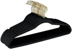 Simplify Slim Velvet Gold Hook Clothes Hangers 100 Pack | Non-Slip | Shirts | Suit | Pants | Dresses | Garments | Closet Storage & Organization | Durable | Black by Simplify