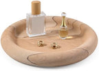 Natural Marble Vanity Tray, 9.45" Sandstone Texture Round Decorative Trays by Unknown