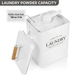 Calindiana Modern Farmhouse Metal Laundry Soap Dispenser with Scoop for Decor and Space Saving Organization, White - Image 4
