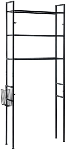 MyGift 3 Tier Over The Toilet Storage, Freestanding Bathroom Organizer Shelf, Above Toilet Rack with Removable Magazine Holder Basket, Black Metal Cabinet for Laundry Space Saver, 26.4x7.8x63.6 Inch - Image 7