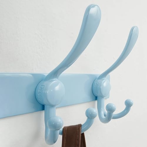 Dseap Coat Rack Wall Mount 37”, Heavy Duty 12-Gauge Base vs Flimsy 1mm, Double-Thick Anti-Snap Hooks, 16” Stud-Mount, Stainless Steel 10-Hook Hanger for Closet Entryway, Blue, Pack of 2 - Image 2