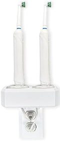 Electric Toothbrush Holder, Wall Mount, Compatible with Oral-B, Holds 2 Chargers, Mounts on Single Duplex Outlet ONLY. (Charger/Brushes NOT Included), White, OB2C-DSSV by HOYT+DESIGN