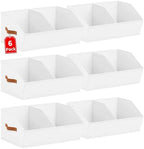 Homsorout Closet Organizers and Storage Bins - 6 Pack Collapsible Divided Trapezoidal Cube Storage Bins Baskets with Orange Handle for Organizing Clothes Blankets, Toys, Books, Towels(White) by Homsorout