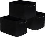 MINTWOOD Design 3-Pack Storage Baskets for Shelves, Decorative Baskets for Organizing, Woven Baskets for Storage, Book Basket Cube Bin Box, Pantry Closet, Shoe Organizer, Black / Black by MINTWOODDesign