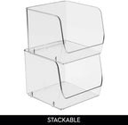 iDesign Stackable Open-Front Storage Bins, Set of 6, Clear - Image 5