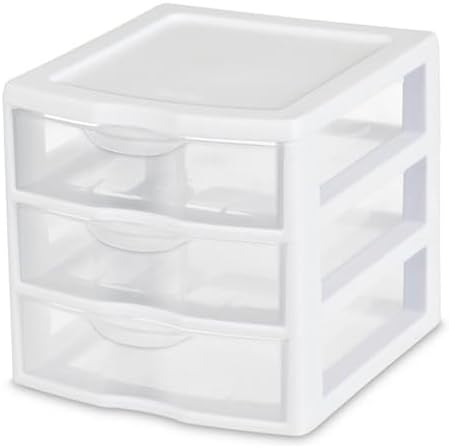 Sterilite Clearview 3-Drawer Cart Small Plastic Storage Organizer, 18-Pack by Sterilite