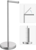 Brushed Nickel Toilet Paper Holder Stand Free Standing Tissue Roll Holder by BathroomDecor