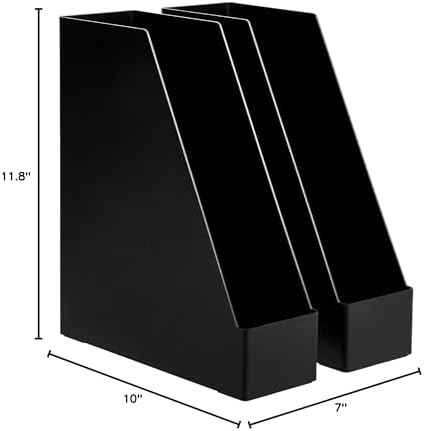 Amazon Basics Plastic Desk Organizer Vertical Magazine Rack and File Holder, Black, 12-Pack - Image 5
