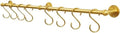 31 Inch Brass Pot Rack Wall Mounted, Kitchen Rail with Hooks for Pots, Pans, Mugs and Utensils, Segmented Wall Hanging Rack, Includes 8 S-Hooks by SRYBLT