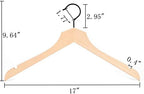 Amber Home 24 Pack Stylish Thin Solid Wooden Shirt Dress Hangers, Sturdy Natural Slim Wood Coat Jacket Hangers with Non-Lacquer Smooth Surface, Extra Space Saving Clothes Hangers (Natural, 24) - Image 2