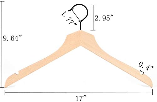 Amber Home 24 Pack Stylish Thin Solid Wooden Shirt Dress Hangers, Sturdy Natural Slim Wood Coat Jacket Hangers with Non-Lacquer Smooth Surface, Extra Space Saving Clothes Hangers (Natural, 24) - Image 2