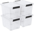 30 Quart Box with Wheel, 4-Pack Clear Plastic Storage Bin with Lids by Ziglous