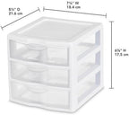 Sterilite Clearview Plastic Multipurpose Small 3 Drawer Desktop Storage Organization Unit for Home, Classrooms, or Office Spaces, White, (Pack of 6) - Image 3