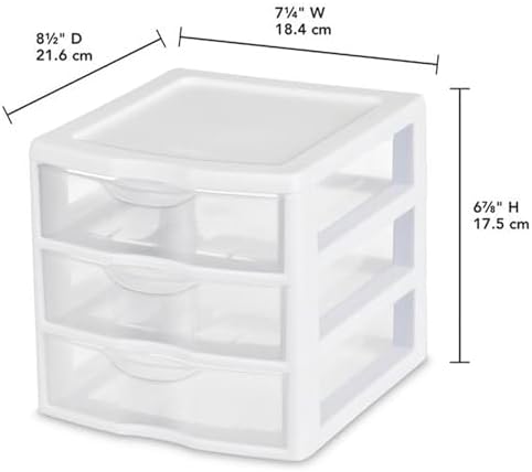 Sterilite Clearview Plastic Multipurpose Small 3 Drawer Desktop Storage Organization Unit for Home, Classrooms, or Office Spaces, White, (Pack of 6) - Image 3