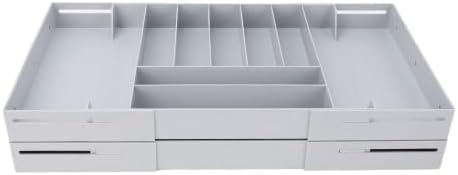 TOPINCN 2 Tier Collapsible Multi Level Drawer Organizer Tray, Folding Smart Drawer Storage, Expandable for Makeup, Jewelry, Silverware, Utensils, Kitchen Office Supplies (Gray) - Image 6