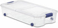 66 Quart Underbed Storage Bin with Wheels & Clear Lid，Flat Plastic Box by Unknown