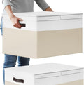 2 Pack EXTRA LARGE Blanket Storage Baskets with Lids, 22”x16”x12” Closet Organizers Bins for Clothes Towel/ Toy Storage Box with Lid Handles/ Stackable Decorative Fabric Bins for Living Room, Nursery by Criusia