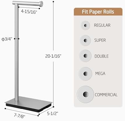 KES Freestanding Toilet Paper Holder Stand Bathroom Toilet Paper Storage Stainless Steel Brushed Steel, BPH286S1A-2 - Image 5