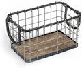 11.5" Wide Rectangular Sturdy Hand Welded Farmhouse Metal Wire Basket with Rustic Wooden Bottom For Shelves, Closet Storage Bins for Shelves. Also For Laundry, Towel, Spice Rack, Tool Box (11.5"x7") by Unknown