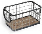 11.5" Wide Rectangular Sturdy Hand Welded Farmhouse Metal Wire Basket with Rustic Wooden Bottom For Shelves, Closet Storage Bins for Shelves. Also For Laundry, Towel, Spice Rack, Tool Box (11.5"x7") by Unknown