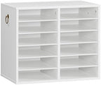 HOOBRO Literature Organizers, 12 Compartments Office Mailbox with Adjustable Shelves, Wood Countertop Literature Sorter for Office, Home, Classroom, Mailrooms Organization White WT12WF01 by HOOBRO
