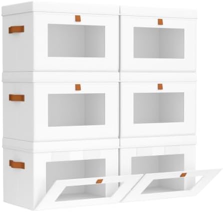 Homsorout Small Closet Storage Bins - Closet Shelf Organizer with Open Window, 6 Pack, White by Homsorout