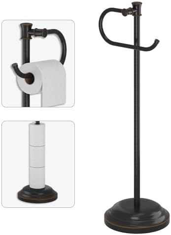 BESy Toilet Paper Holder Floor Stand, Bathroom Freestanding Bronze by BESy