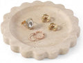 Koville 5.51" Travertine Tray, Natural Stone Trinket Dish for Ring Perfume, Round Scalloped Decorative Tray for Bathroom Vanity Dresser Countertop, Home Table Decor by Koville