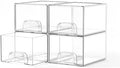 4 Pack Clear Stackable Storage Drawers Bathroom Makeup Organizer Bins by Unknown