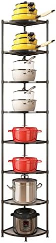 8-Tier Kitchen Pot Rack, Cookware Stand Storage Organizer ，Multi-Layer Corner Shelf Stand Metal Shelves for Kitchen by ZIGAMA