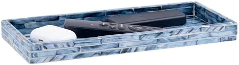 PEMAR Blue Mother of Pearl Tray Set of 2 – Handcrafted Decorative Vanity & Countertop Organizer for Bathroom, Entryway, Coffee Table – Elegant Home Decor Accent, 11.8" Lx5.1 Wx1 H - Image 3