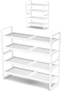 Expandable Metal Shoe Rack for Closet, Entryway & Garage, 4-Tier, White by SNTD