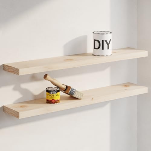Homeforia 30 Inch DIY Floating Shelves, High-End Solid Pine Wood, Set of 2 by Homeforia