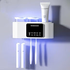 Smart Toothbrush Holders for Bathrooms,Electric Toothbrush Holders with Solar Charging,Toothbrush Holder Wall Mounted with 2 Cups and 4 Brush Slots (White) by Wekity