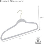 Simplify Slim Velvet Gold Hook Clothes Hangers 100 Pack | Non-Slip | Shirts | Suit | Pants | Dresses | Garments | Closet Storage & Organization | Durable | White - Image 2