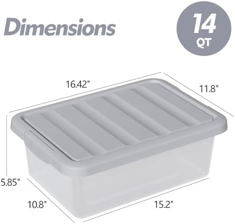 2 Pack Storage Bins with Lids, Stackable Plastic Containers, 14 Qt - Image 2