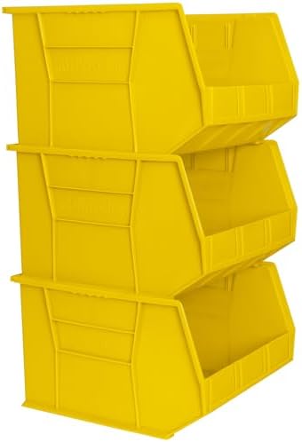 Akro-Mils 30270 AkroBins Plastic Storage Bins, 18"x16"x11", Yellow, 3-Pack by Akro-Mils