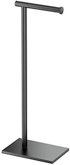 Gatco 1431MX Modern Square Base Toilet Paper Holder Stand, Matte Black, 22.25"H by Gatco