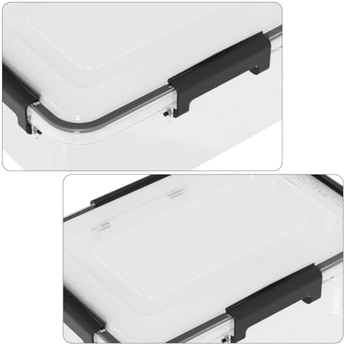 Set of 6 12 Quart Plastic Stackable Storage Bins with Gasket Seal Lids, Watertight Storage Container, Clear Latch Box Tote - Image 3
