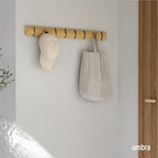 Umbra Flip Coat Rack, Wall Mount 8-Hook, Space Saving, Natural/Nickel - Image 2