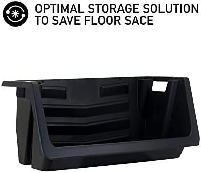 Mighty Tuff Heavy Duty Nesting Stack Bins, Pack of 3, Extra-Large Handles, Wide Front Opening, Interlocking, Stack Vertically, Holds Up to 100 Pounds, Black - Image 4