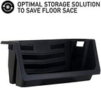 Mighty Tuff Heavy Duty Nesting Stack Bins, Pack of 3, Extra-Large Handles, Wide Front Opening, Interlocking, Stack Vertically, Holds Up to 100 Pounds, Black - Image 4