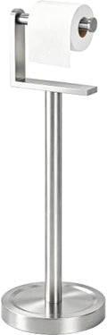 Heavy Duty Toilet Paper Holder Stand, Stable Weighted Base Toilet Paper Holder Free Standing, Stainless Steel Bathroom Free Standing Toilet Paper Roll Holder, Silver Tissue Rack by GAZITOPHOUSEWARE