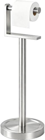 Heavy Duty Toilet Paper Holder Stand, Stable Weighted Base Toilet Paper Holder Free Standing, Stainless Steel Bathroom Free Standing Toilet Paper Roll Holder, Silver Tissue Rack by GAZITOPHOUSEWARE