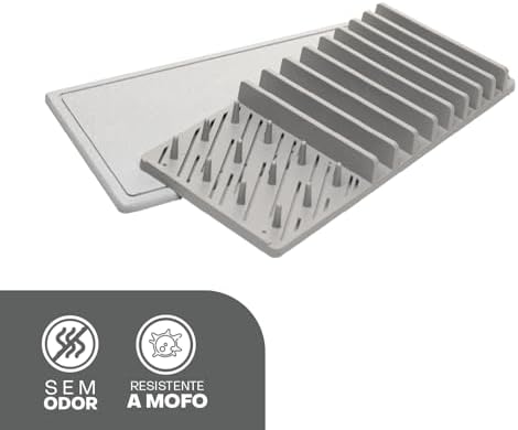 Lyor Dish Drying Rack with Diatomite Stone Mat, Countertop Drainer for Plates, Cups and Utensils, Gray, Absorbent Drying Tray for Kitchen Countertop, Space-Saving Design 14.5 x 6.5 x 1.6 in - Image 2