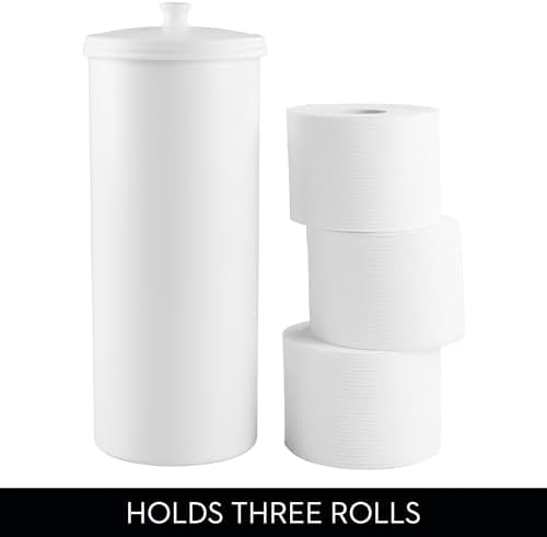 iDesign Freestanding Bathroom Toilet Paper Storage Holder, 2-Pack, White - Image 5