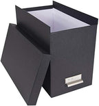 Bigso John Fiberboard Label Frame Desktop File Storage Box - Document Organizer for Important Paperwork - Durable Hanging File Box with a Lid & Metal Label Window - 7.36 x 13.38 x 10.51 in - Dark Grey - Image 3